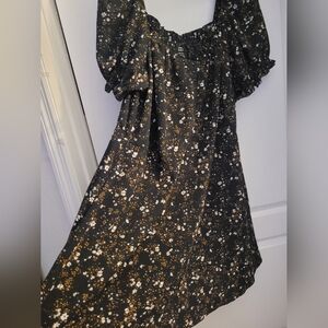 City Chic Black and Gold Floral Mini Dress